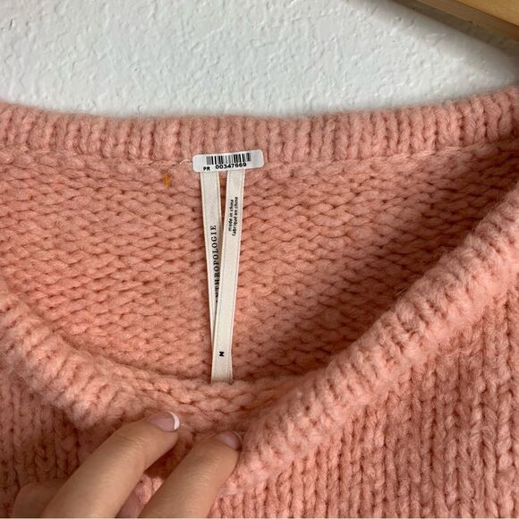 Anthropologie Wool Blend Light Pink Sweater Chunky Medium - Picture 2 of 5